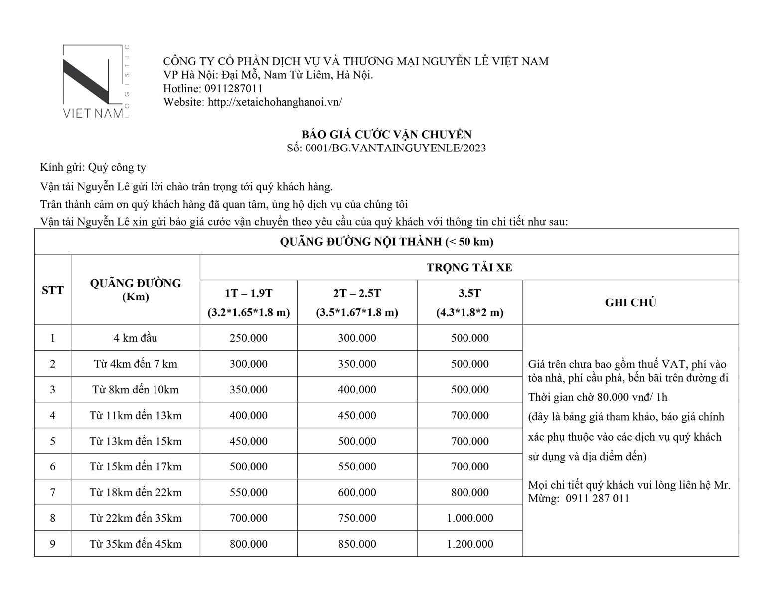 BÁO GIÁ CƯỚC VẬN CHUYỂN XE TẢI CHỞ HÀNG THÁNG 4 NĂM 2023